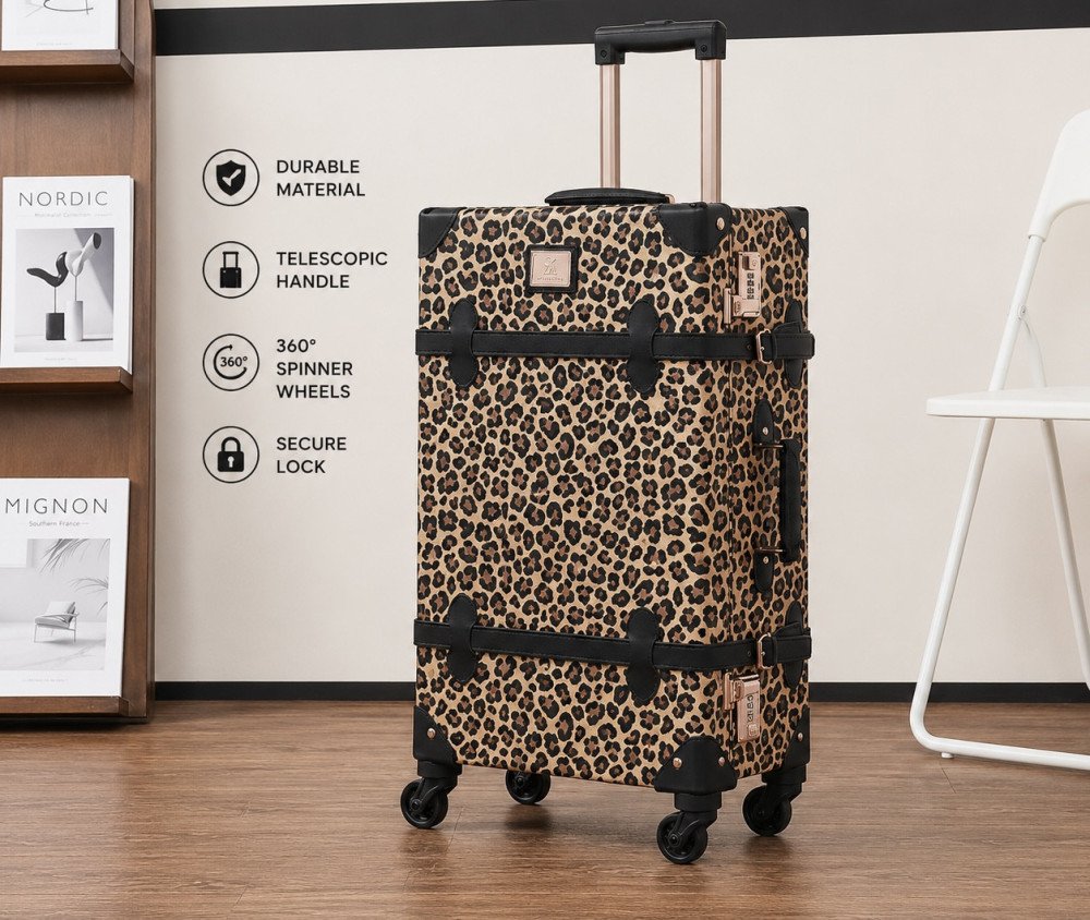 Elegant Leopard Print Luggage Set