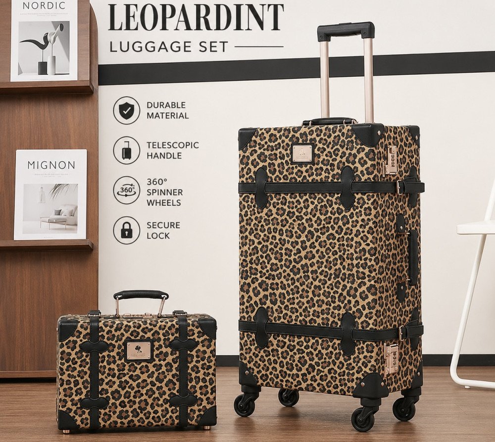 Elegant Leopard Print Luggage Set