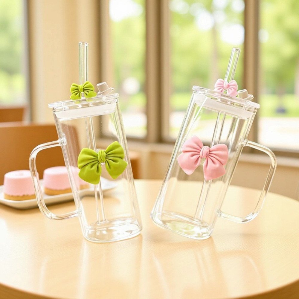 Glass cup with handle