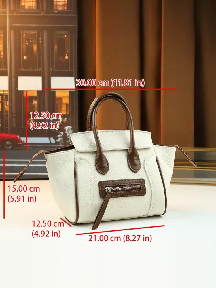 Retro Color-Blocked Lychee-Patterned Women's Handbag,